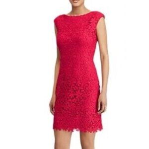 Anne Klein Dress 6 Pink Stretch Lace Cap Sleeve Career Church Party Summer